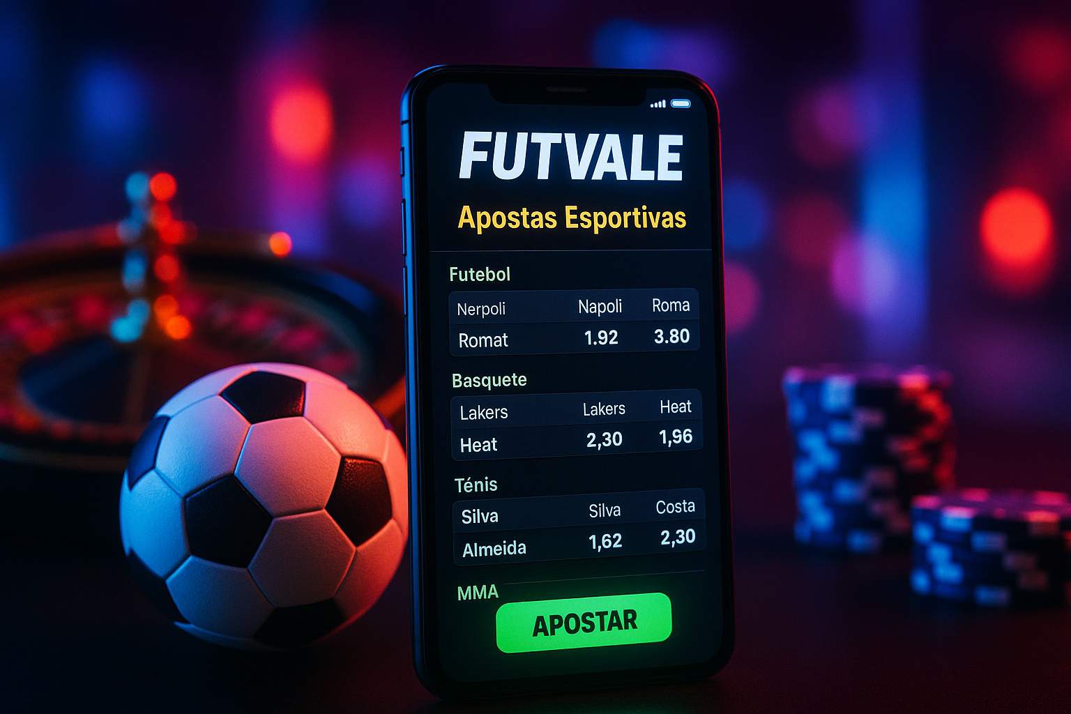 Apostas esportivas no cassino online FUTVALE